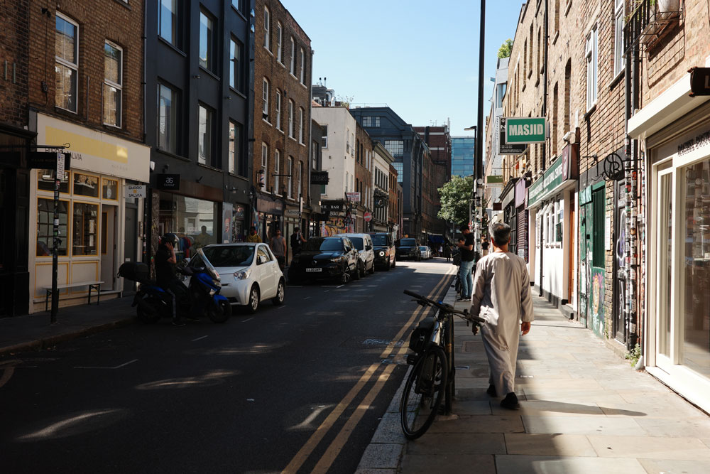 Redchurch Street in London on a sunny day